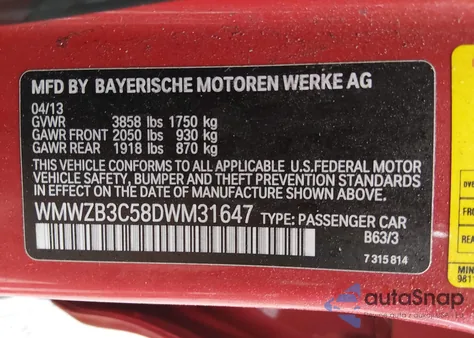 2013 Mini Countryman Cooper from USA, damaged, VIN WMWZB3C58DWM31647